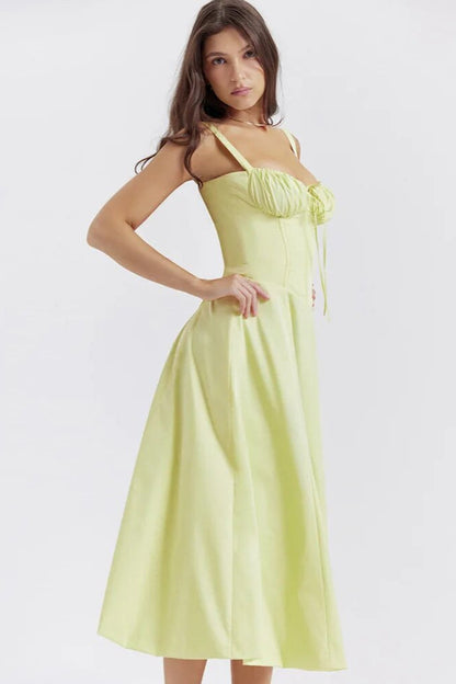 Vestido Midi con Corsé y Cordones | Ideal para Primavera y Verano