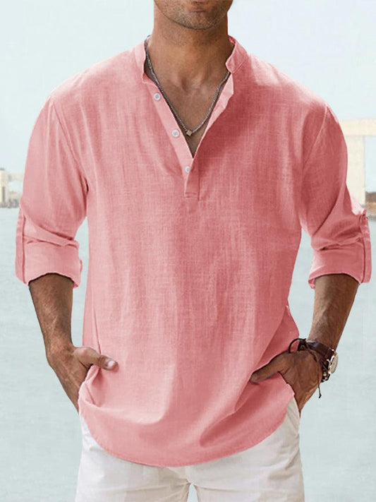 Camisa de Lino Ligera para Hombre con Mangas Largas I Ideal para el Verano