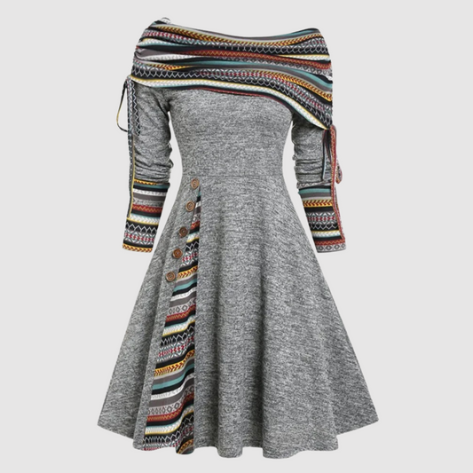Vestido de Invierno con Hombros Descubiertos y Mangas Largas | Perfecto para el Invierno