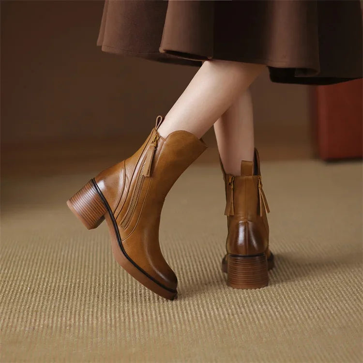 Botines de cuero duradero con plantilla acolchada I Ideales para otoño e invierno