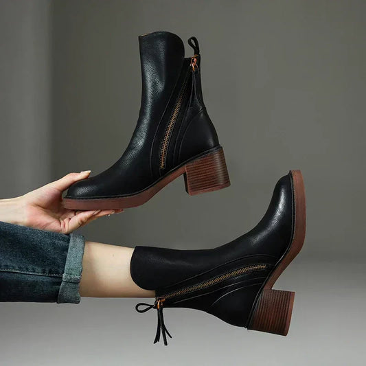 Botines de cuero duradero con plantilla acolchada I Ideales para otoño e invierno