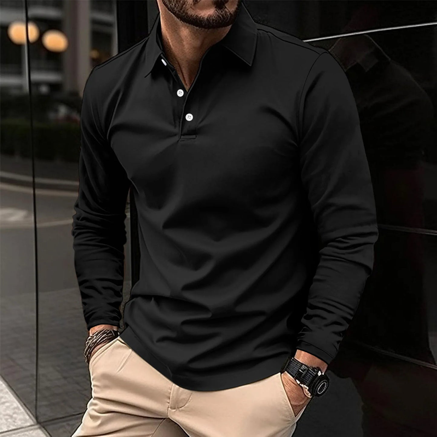 Camisa Polo para Hombre de Ajuste Slim con Mangas Largas I Ideal para Todas las Estaciones