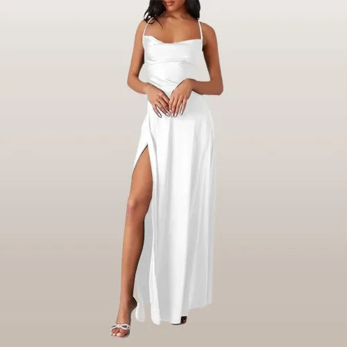 Vestido Largo de Seda sin Mangas con Diseño Fluido | Ideal para Primavera y Verano