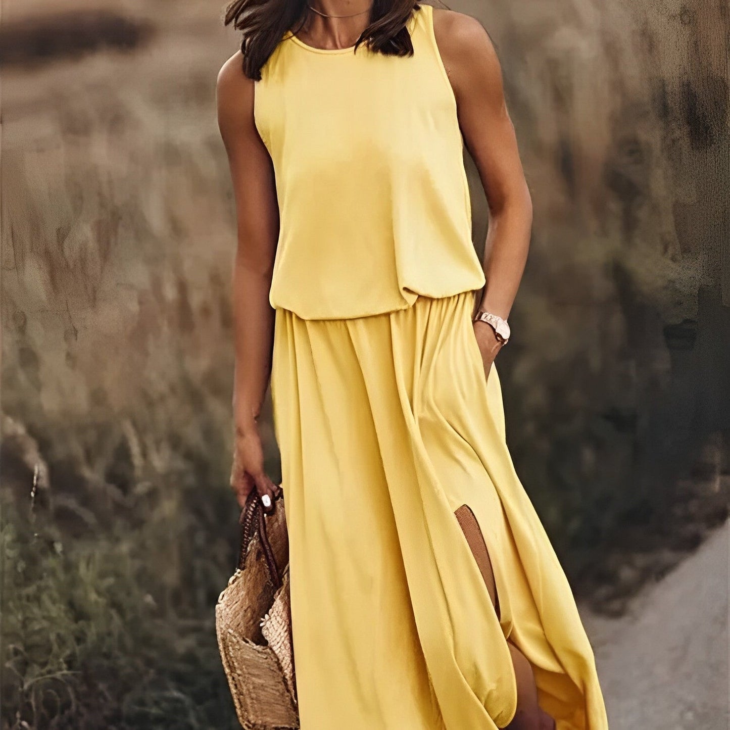 Vestido Largo Sin Mangas con Estilo Retro | Ideal para Primavera y Verano
