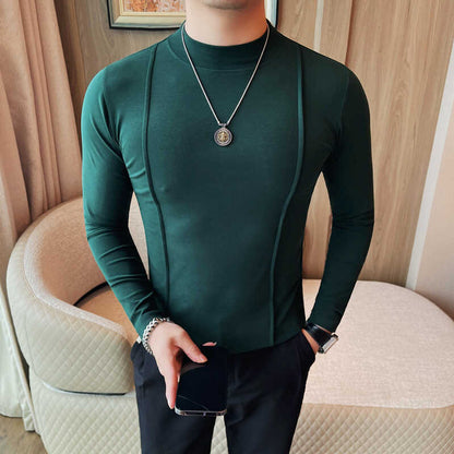 Camiseta de Manga Larga para Hombre con Rayas, Ajuste Slim, Ideal para Primavera y Otoño