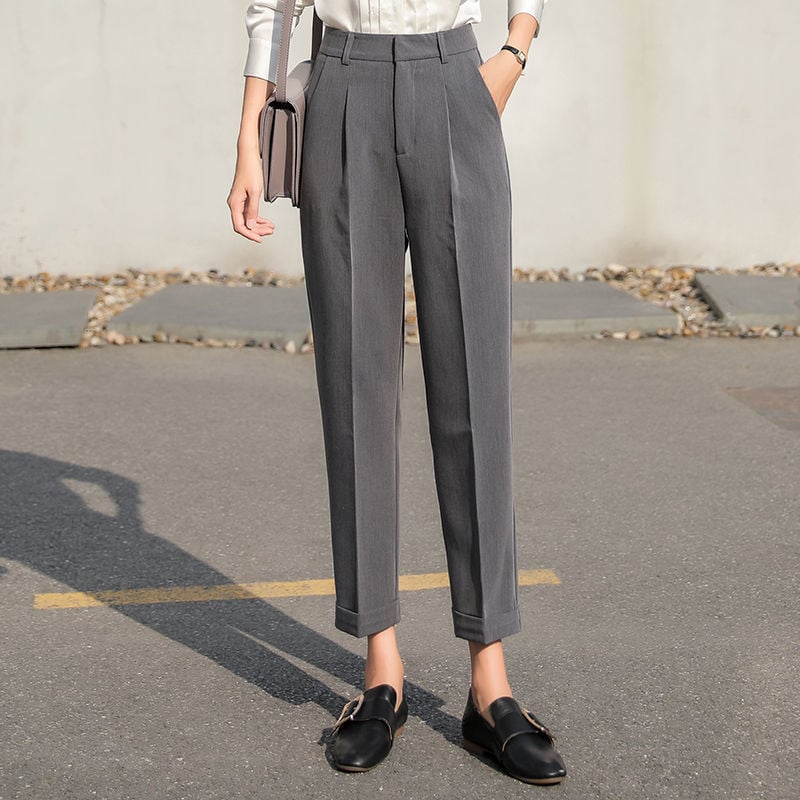 Pantalones Tapered de Tiro Alto con Pliegues | Ideales para Todas las Estaciones