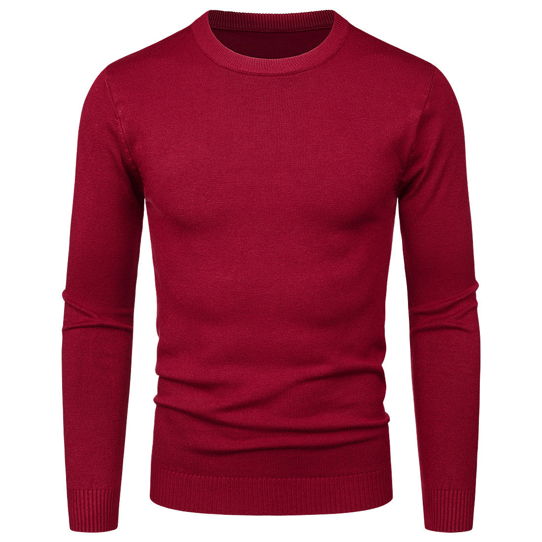 Suéter de Cuello Redondo Manga Larga Ajustado para Hombre, Ideal para Otoño