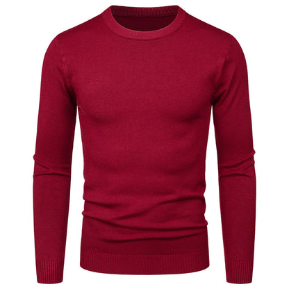 Suéter de Cuello Redondo Manga Larga Ajustado para Hombre, Ideal para Otoño