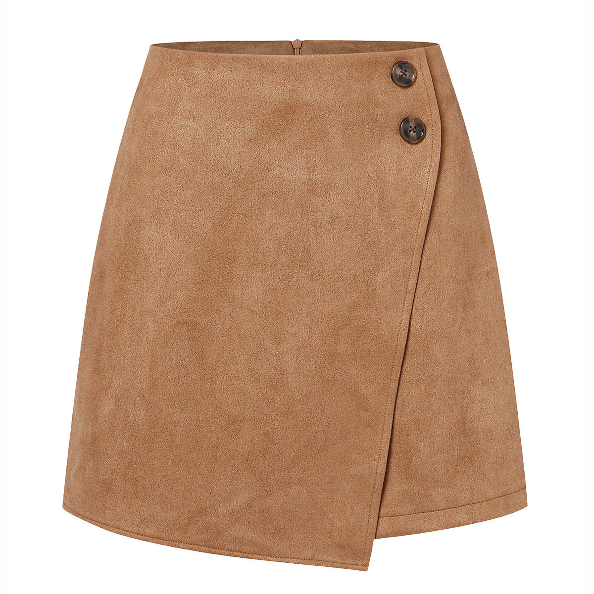 Falda Corta Asimétrica de Tiro Alto en Ante | Ideal para Otoño e Invierno
