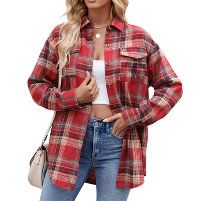 Camisa Holgada de Cuadros con Botones y Bolsillos | Ideal para Primavera y Otoño