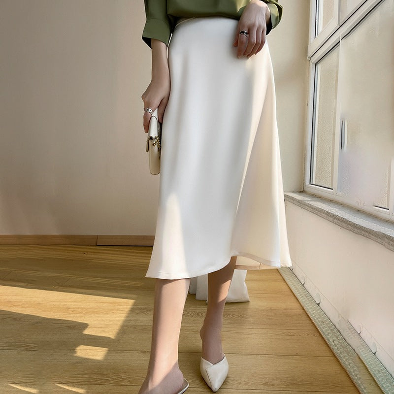 Falda Larga A-Line con Cola de Pez en Talle Alto de Rayón | Ideal para Primavera y Otoño