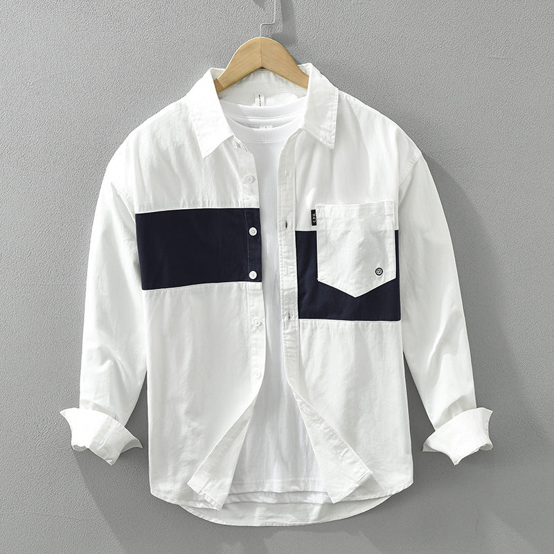 Camisa Cargo de Manga Larga con Contraste de Parches – Ideal para Primavera y Otoño