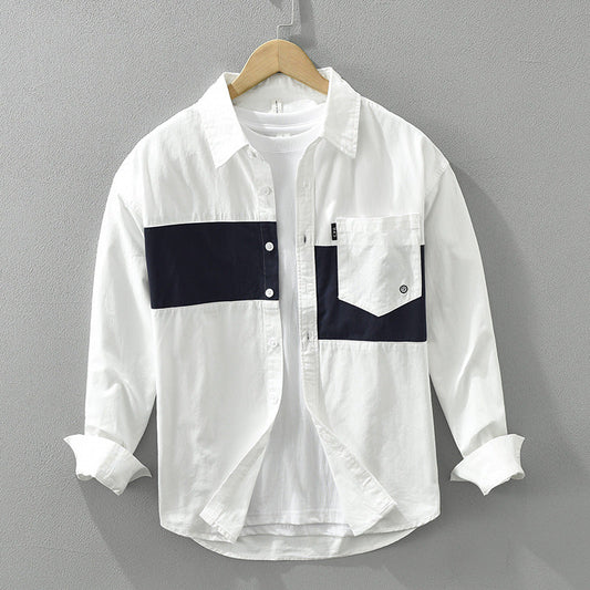 Camisa Cargo de Manga Larga con Contraste de Parches – Ideal para Primavera y Otoño