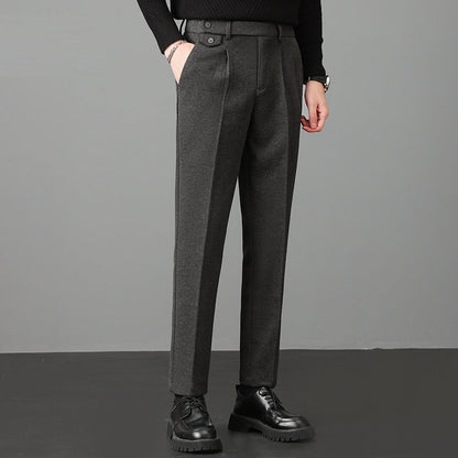 Pantalones de Mezcla de Lana con Elasticidad para Hombre – Ideales para Otoño