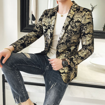 Traje Casual para Hombre con Estampado Floral y Forro de Poliéster | Ideal para Primavera y Otoño