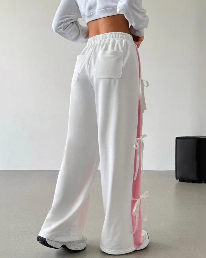 Pantalones rectos de cintura elástica con contraste | Ideales para todas las estaciones