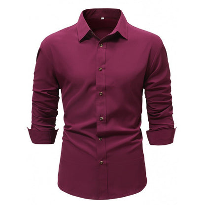 Camisa de Negocios Manga Larga Color Sólido Ideal para Primavera y Otoño