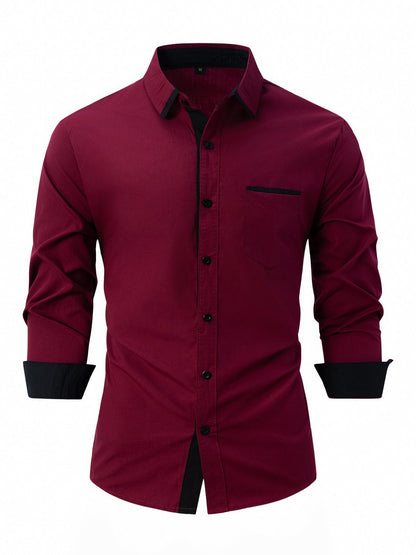 Camisa de Negocios Slim de Rayas en Algodón Ideal para Primavera y Otoño