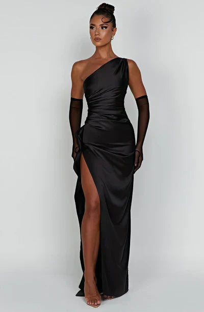 Vestido Largo Asimétrico con Drapeado | Ideal para Primavera y Verano