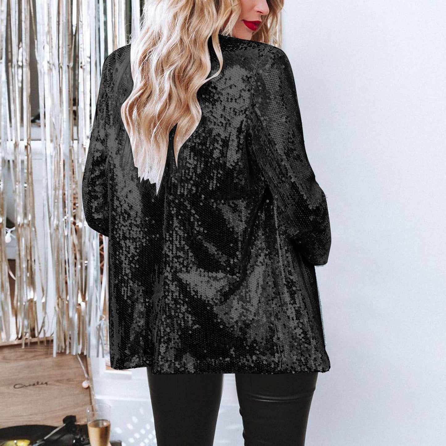 Blazer de Lentejuelas para Mujer con Ajuste Cómodo Ideal para Otoño e Invierno