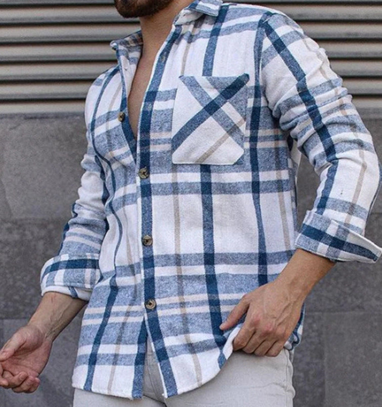 Chaqueta de Cuadros Mezcla de Lana con Solapas y Manga Larga – Ideal para Primavera y Otoño