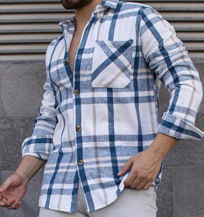 Chaqueta de Cuadros Mezcla de Lana con Solapas y Manga Larga – Ideal para Primavera y Otoño