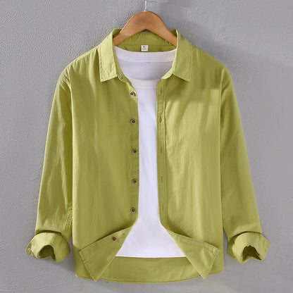 Camisa de Manga Larga para Hombre en Algodón Fino – Ideal para Primavera y Otoño