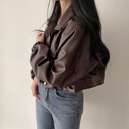 Chaqueta Suelta de Cuero PU | Ideal para Primavera y Otoño