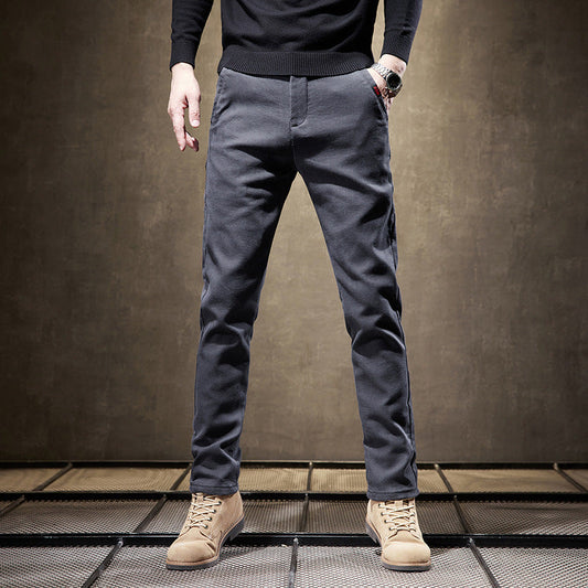 Pantalones de Negocios Rectos Slim Fit para Hombre – Gruesos, Ideales para Otoño e Invierno