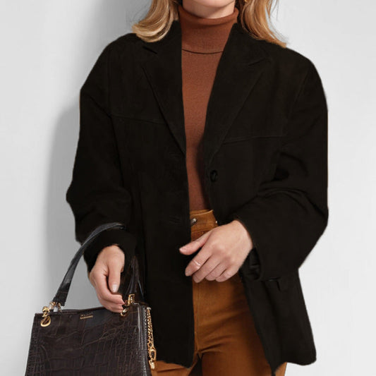 Blazer de cuero ajustado para mujer con cierre de botones I Ideal para primavera y otoño