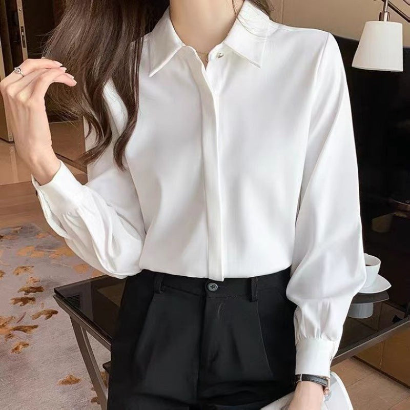 Camisa Blanca de Mujer de Corte Ajustado con Manga Larga | Ideal para Otoño