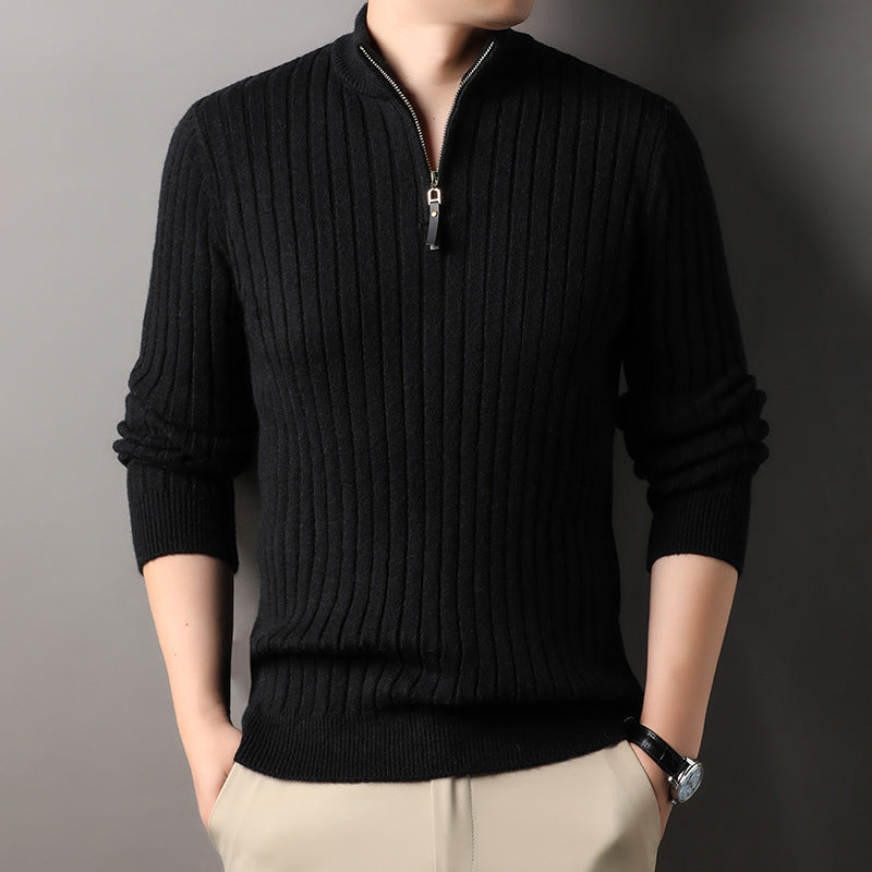 Suéter de Media Cremallera para Hombre con Rayas Verticales, Ideal para Primavera y Otoño