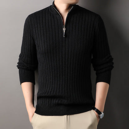 Suéter de Media Cremallera para Hombre con Rayas Verticales, Ideal para Primavera y Otoño