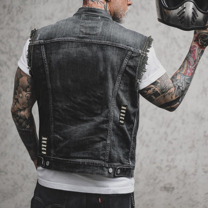 Chaqueta de Mezclilla Sin Mangas con Cuello Caído y Dobladillo Recto | Ideal para Todas las Temporadas