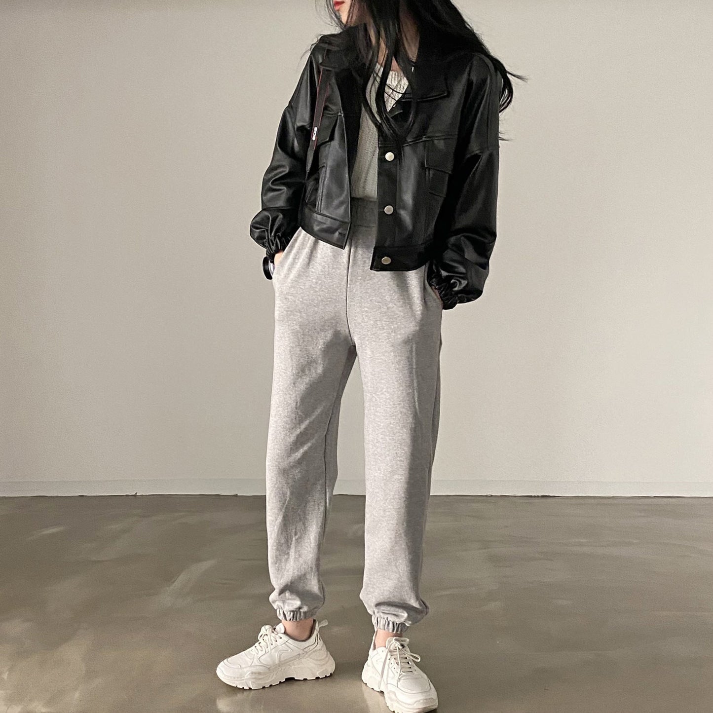 Chaqueta Suelta de Cuero PU | Ideal para Primavera y Otoño