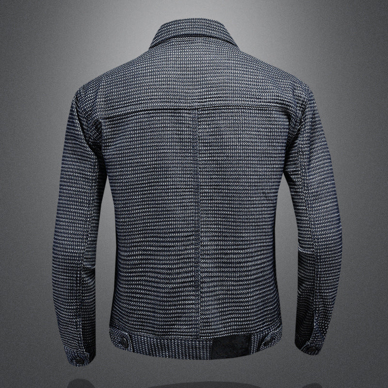 Chaqueta de mezclilla para motociclista ajustada para hombre con solapa | Ideal para primavera y otoño