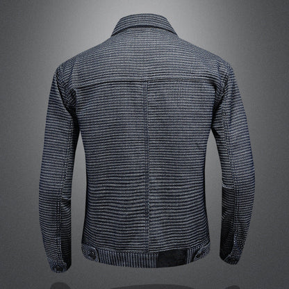 Chaqueta de mezclilla para motociclista ajustada para hombre con solapa | Ideal para primavera y otoño