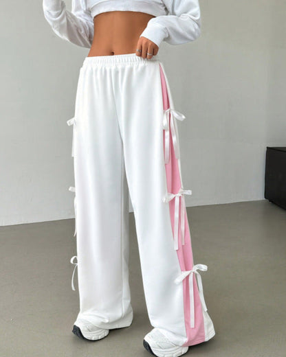 Pantalones rectos de cintura elástica con contraste | Ideales para todas las estaciones