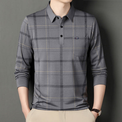 Camiseta de Polo de Manga Larga para Hombre con Cuello y Rayas – Ideal para Otoño