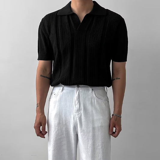 Camiseta Polo de Malla Tejida para Hombre de Manga Corta, Ideal para Verano
