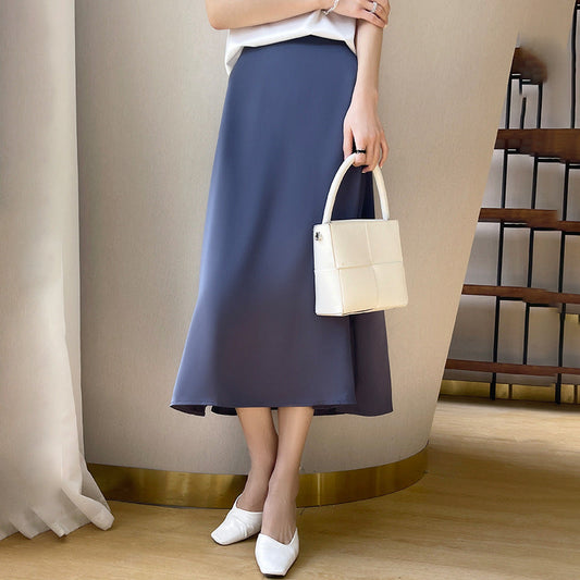 Falda Larga A-Line con Cola de Pez en Talle Alto de Rayón | Ideal para Primavera y Otoño