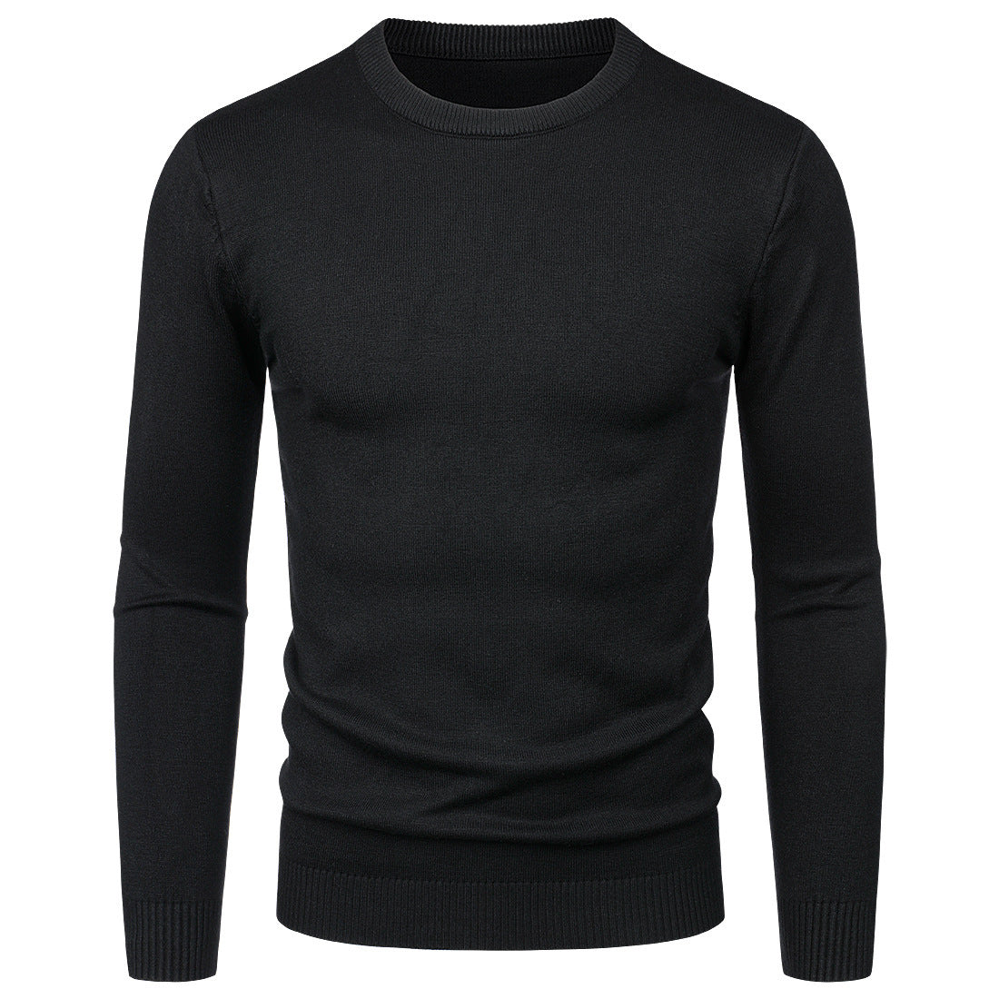 Suéter de Cuello Redondo Manga Larga Ajustado para Hombre, Ideal para Otoño
