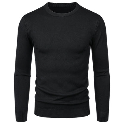 Suéter de Cuello Redondo Manga Larga Ajustado para Hombre, Ideal para Otoño