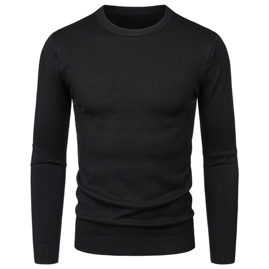 Suéter de Cuello Redondo Manga Larga Ajustado para Hombre, Ideal para Otoño