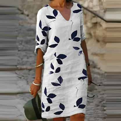 Vestido de Verano con Estampado de Hojas y Silueta Fluida | Ideal para el Verano