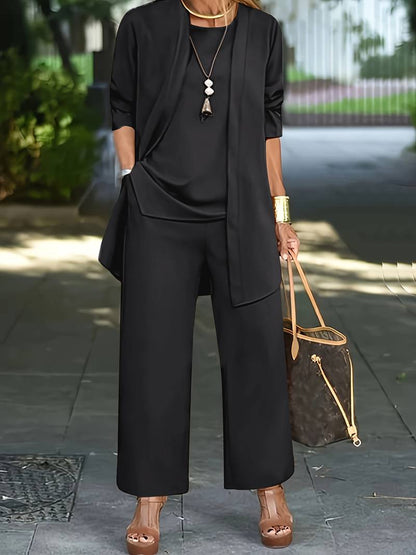 Conjunto elegante de dos piezas con chaqueta y pantalones largos I Ideal para primavera y otoño