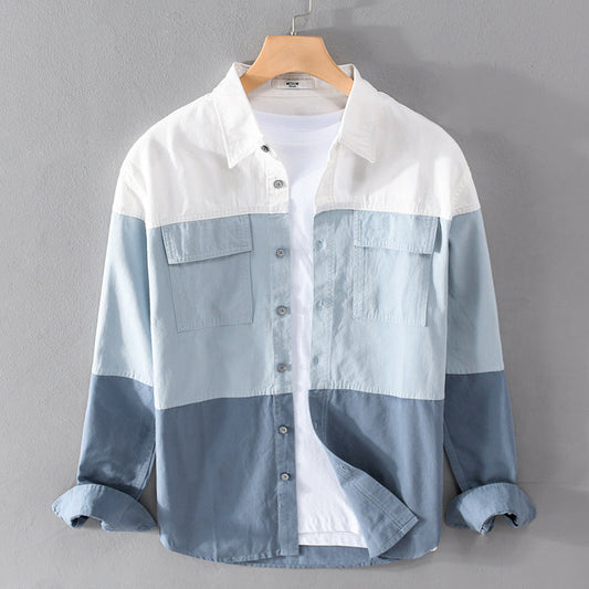 Camisa Cardigán de Manga Larga en Algodón con Costuras Detalladas – Ideal para Primavera y Otoño
