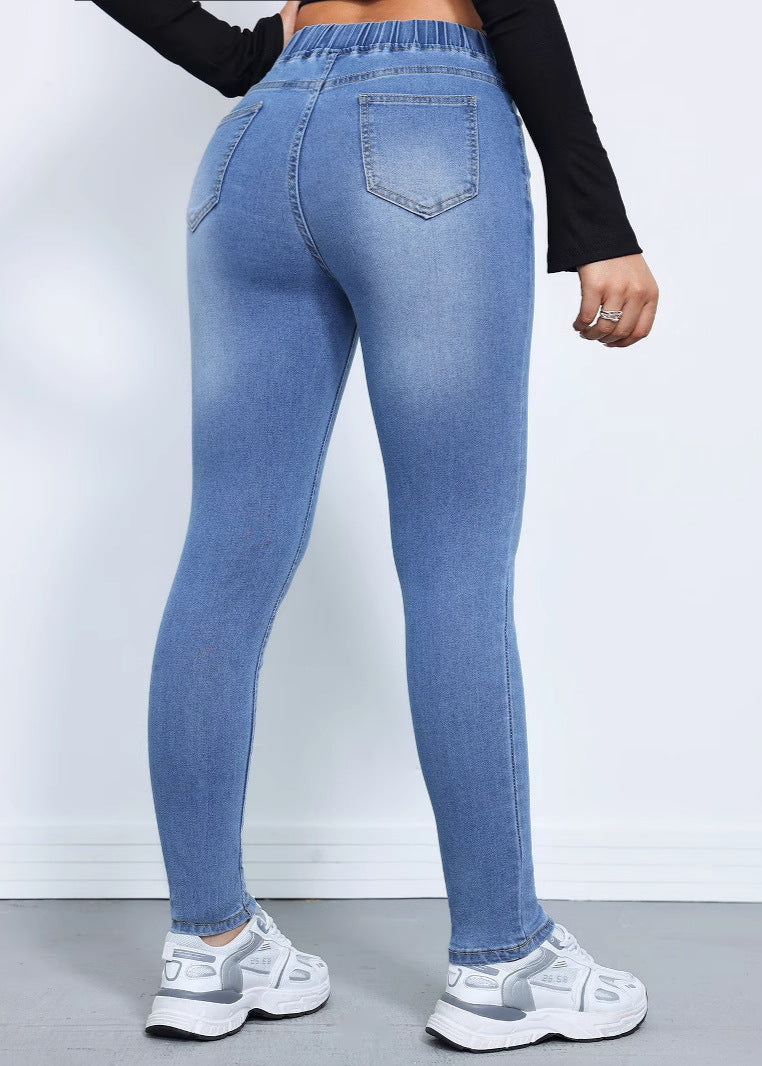 Pantalones Tipo Jogger de Mezclilla con Elástico Alto y Cordón | Ideales para Otoño e Invierno