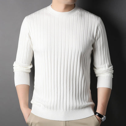 Suéter de Punto de Cuello Redondo Ajustado para Hombre, Ideal para Otoño