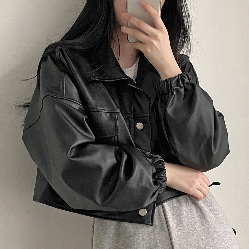 Chaqueta Suelta de Cuero PU | Ideal para Primavera y Otoño